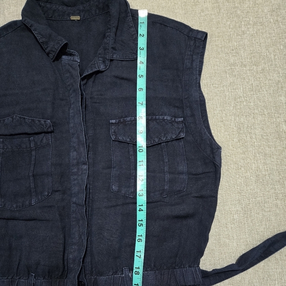 YOUNG FABULOUS & BROKE Cuba Jumpsuit Linen Blend Navy Sleeveless Wide-Leg Small - Picture 10 of 13